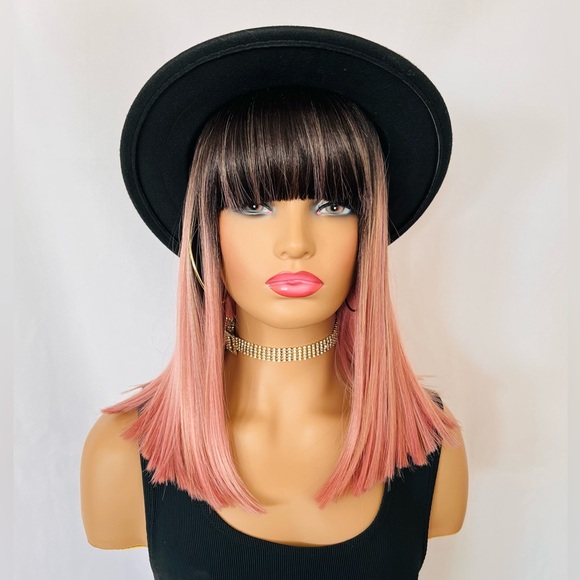 Gettin Wiggy With It Other - Pretty in Pink is this “Put On & Go” Premium Fibre Wig with Bangs 🎀